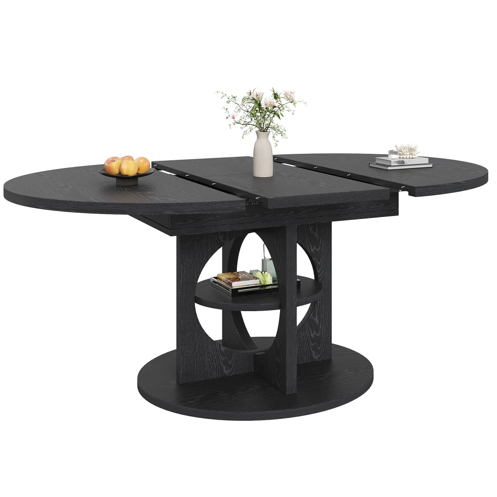 Tavolo da pranzo allungabile con vano contenitore - per sala da pranzo - nero