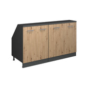 Set di mobili sottotetto Rion Rovere artigianale/Antracite 140 cm Set di 2 carcasse armadio profondità 60 cm Vicco