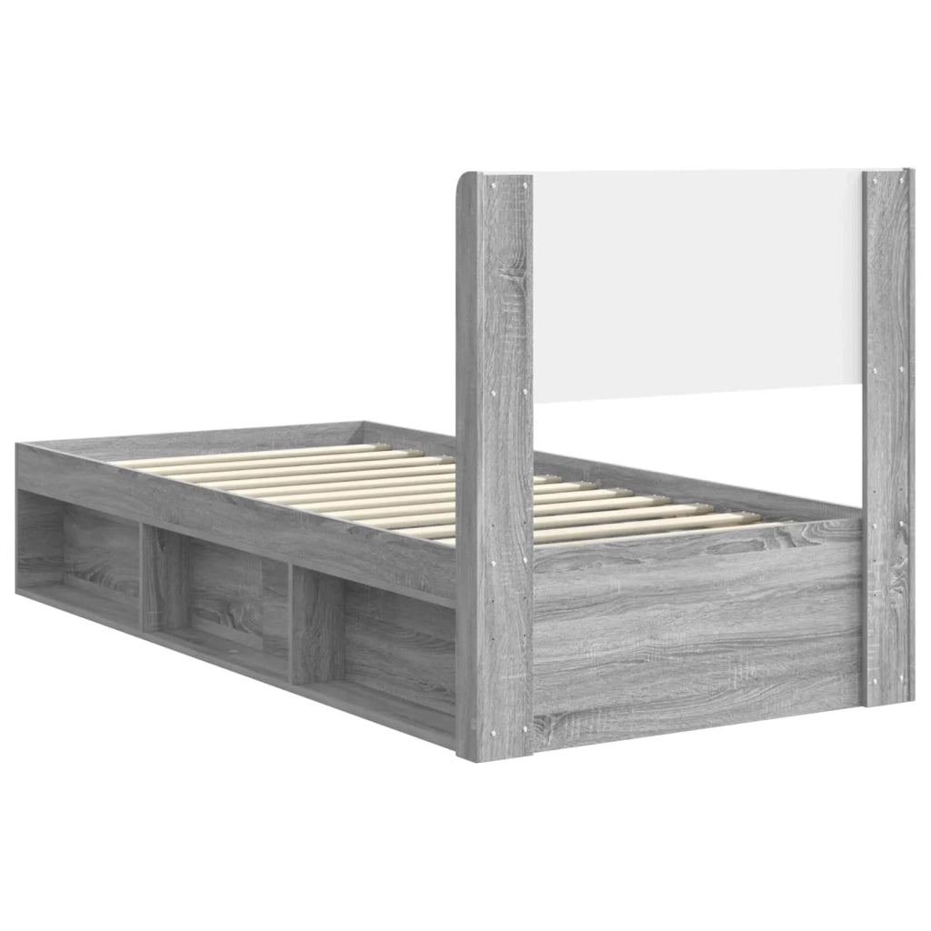 Struttura del letto con stoccaggio e testata Sonoma grigio