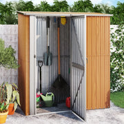 Casetta da giardino 180,5x97x209,5 cm in acciaio zincato effetto legno 150906