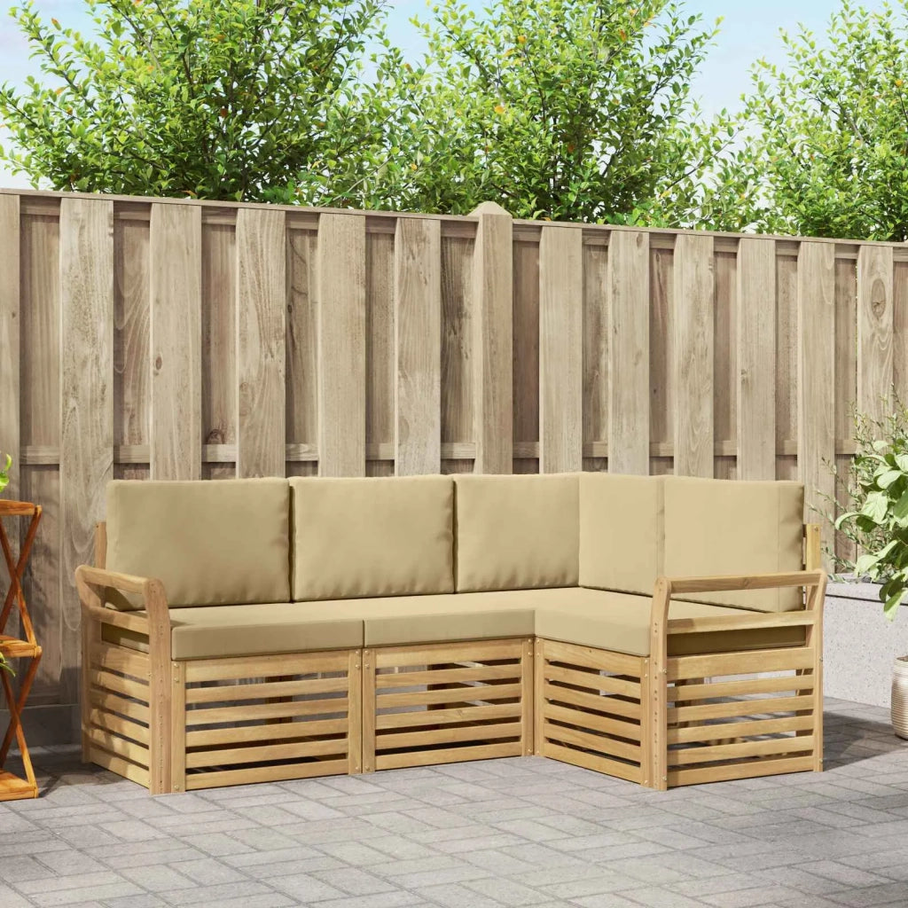 Set divani 4 pcs Bianco e Beige 190 x 130,5 x 73 cm Poliestere 3391758