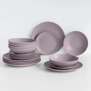 Servizio 18 Pezzi Piatti Cucina In Porcellana Gres Matt Design Moderno Finiture Opache Piatto Fondo Piano Dessert Lavastoviglie Microonde Colorazioni Tinta Unita Certificati Contatto Alimentare Glicine