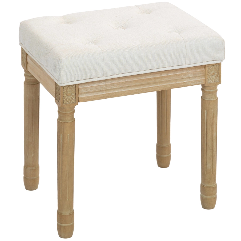 Pouf ¨C zephmum ¨C Beige, Lino Sint¨¦tico, Gambe in Legno