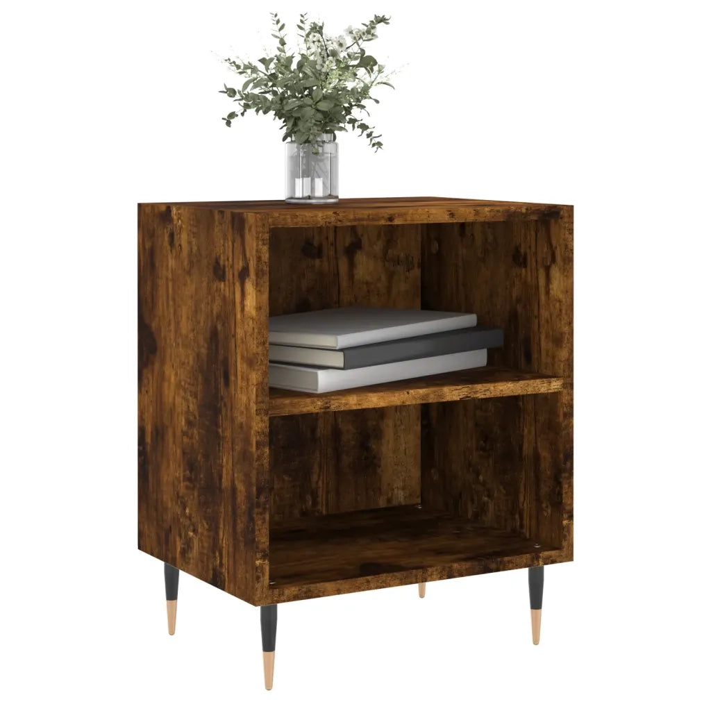 Set di 2 Comodini | Armadio da Notte | Mobiletto da notte Rovere Fumo 40x30x50 cm in Legno Multistrato