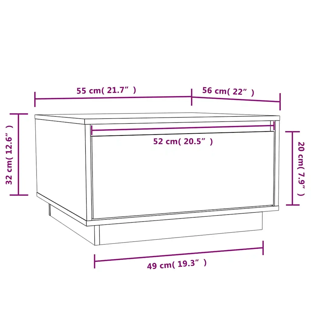 Tavolino da Salotto Nero 55x56x32 cm in Legno Massello di Pino 813409