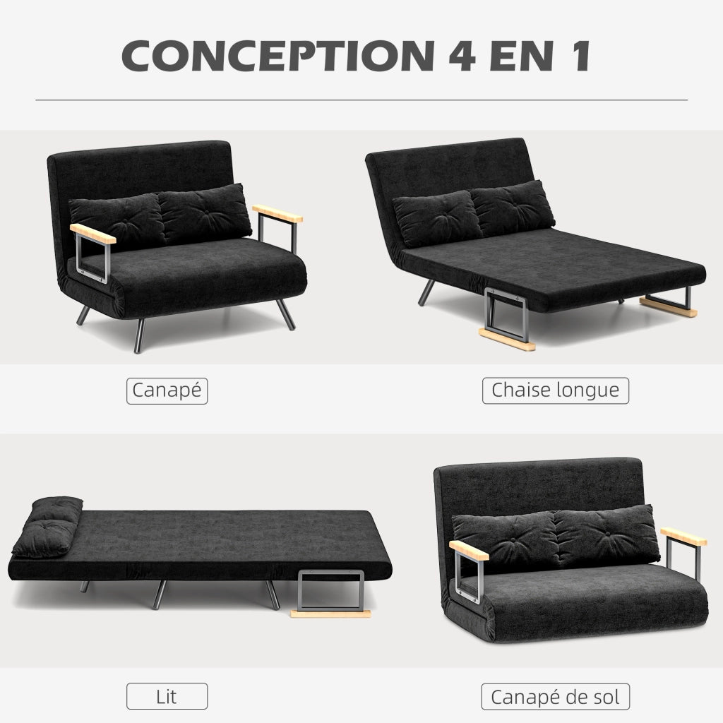 Divano letto 2 posti ¨C zephmum ¨C 102x73x81 cm nero