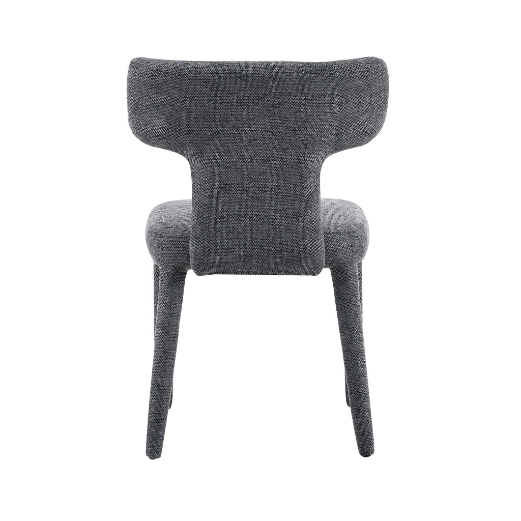 Set da 2 sedie da pranzo moderne in tessuto grigio, con schienale a T e struttura in ferro
