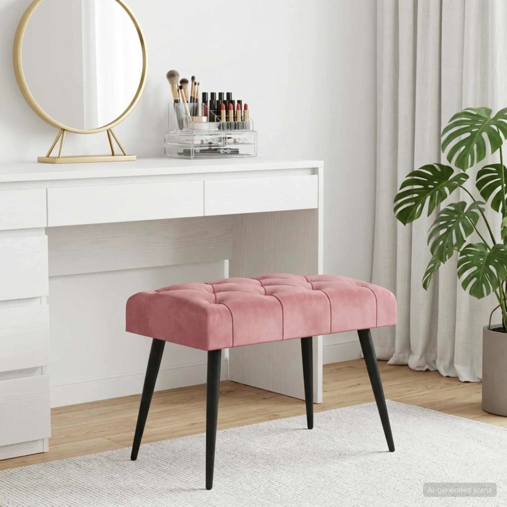Panchina con bottoni imbottiti Rosa 60 x 40 x 45 cm Velluto 42038547