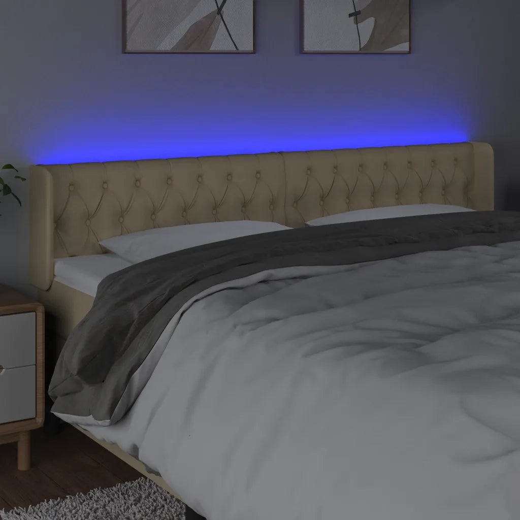 Testiera a LED Crema 203x16x78/88 cm in Tessuto 3123599
