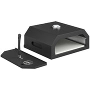 Mini Forno per Pizza da Barbecue 53x40x18,5 cm con Pietra in Cordierite e Termometro in Metallo Nero