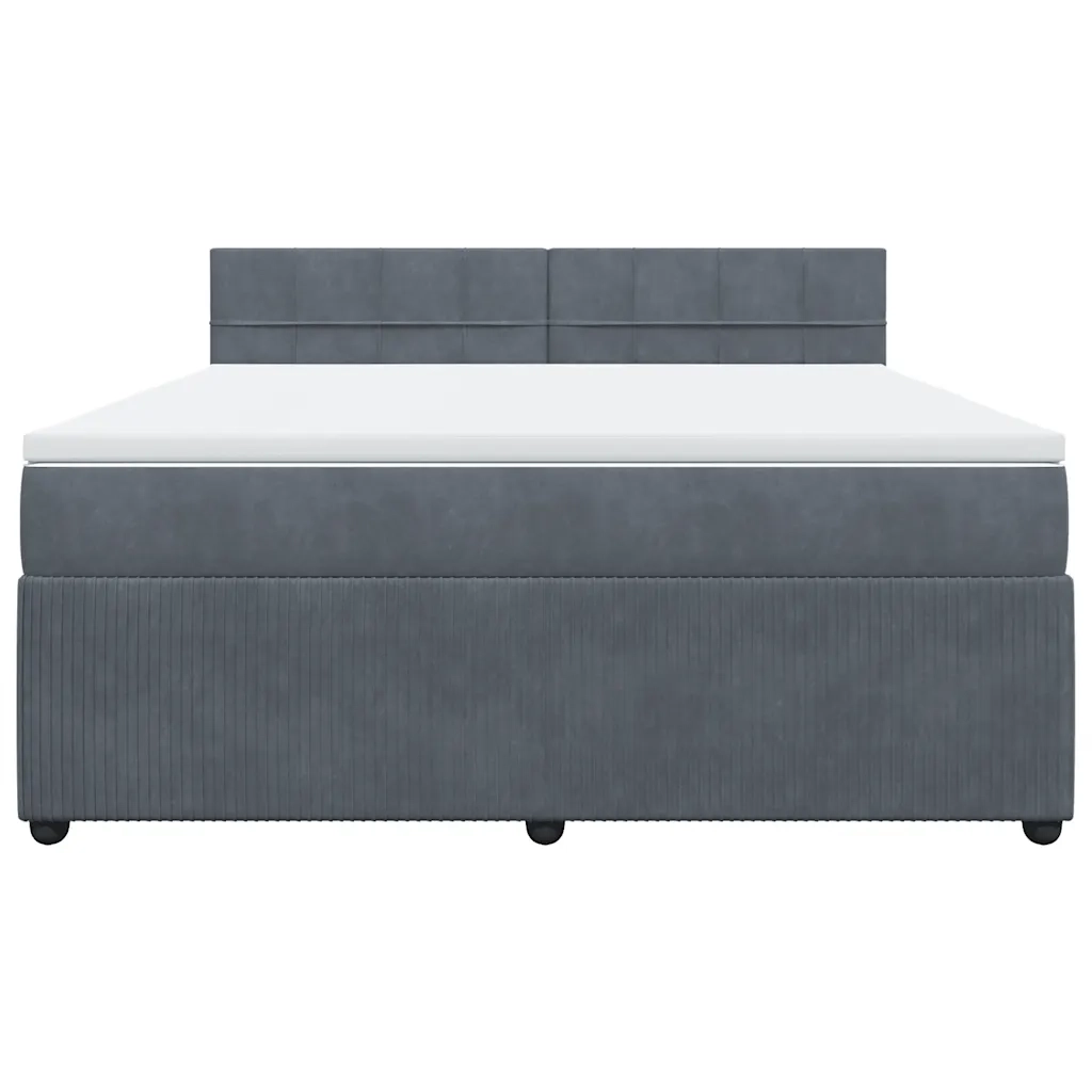 Giroletto a Molle con Materasso Grigio Scuro 180x200 cm Velluto