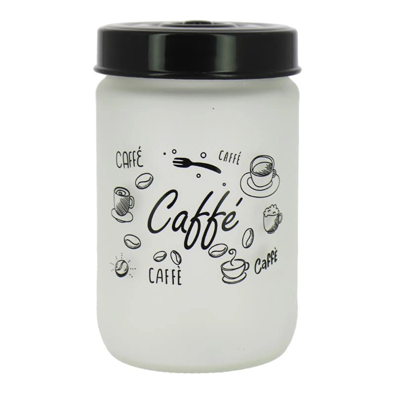 BARATTOLO IN VETRO SATINATO TOP NERO DA 660 ML 15 CM PER CAFFÈ