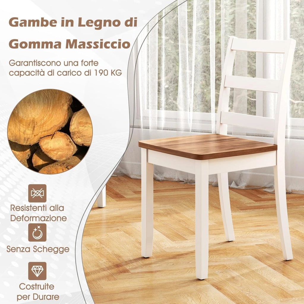Set di 4 Sedie da Pranzo in Legno, Portata 180 kg, Sedia da Cucina in Stile Fattoria con Schienale Alto Curvo, Senza Braccioli per Sala da Pranzo, Cucina e Ristorante, 40 x 40 x 85 cm (4)