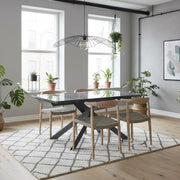 Tavolo da pranzo allungabile in ceramica su vetro effetto marmo grigio Axis 160-240x90 cm fino a 10 posti | Duzzle