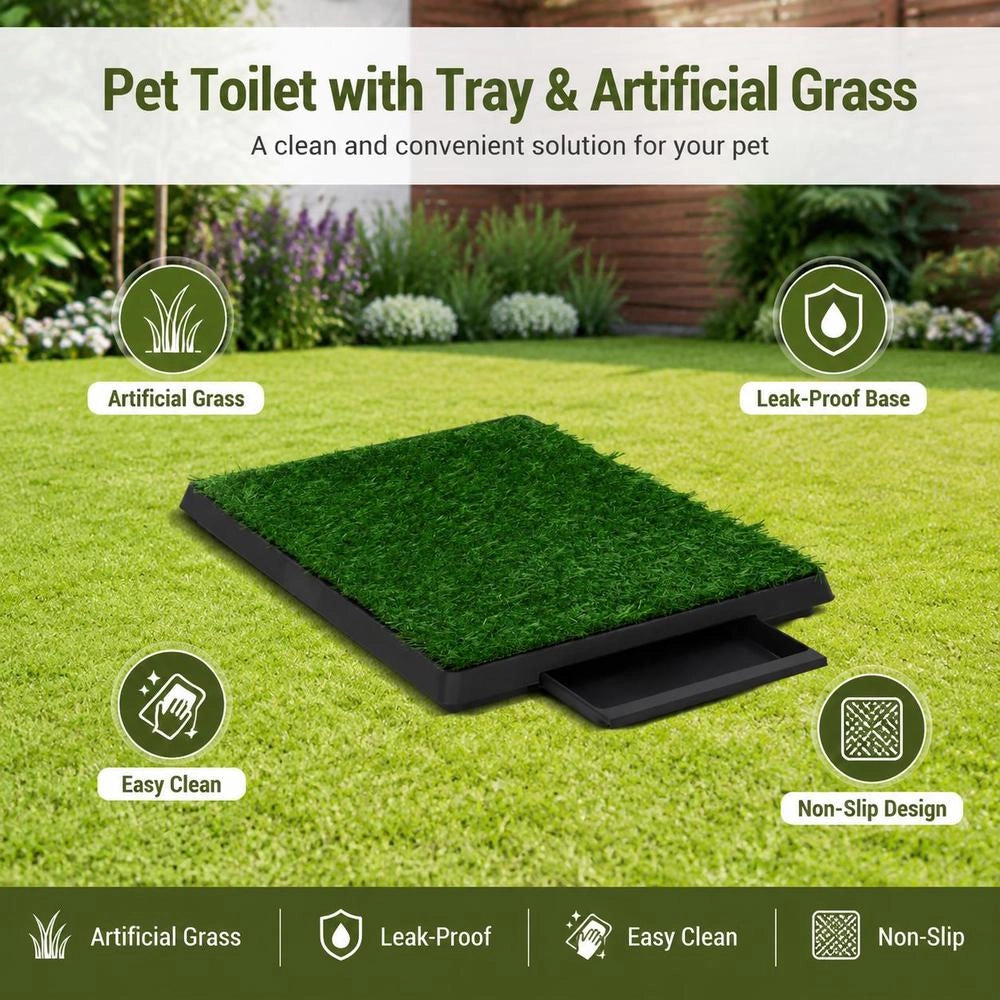 Pet Toilet With Tray & Artificial Grass Green 63x50x7 Cm WC