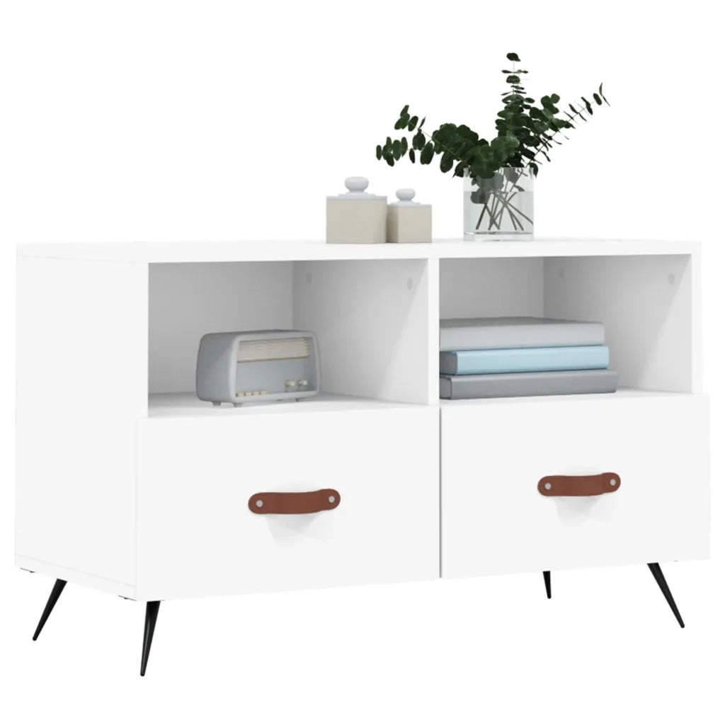 Mobile Porta TV Bianco 80x36x50 cm in Legno Multistrato 828940