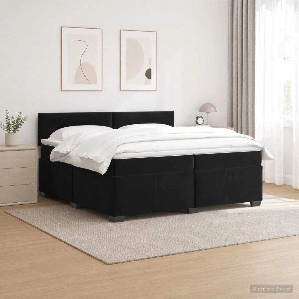 Letto con Box Spring, Materasso e LED Nero 200 x 200 cm Velluto 3452248