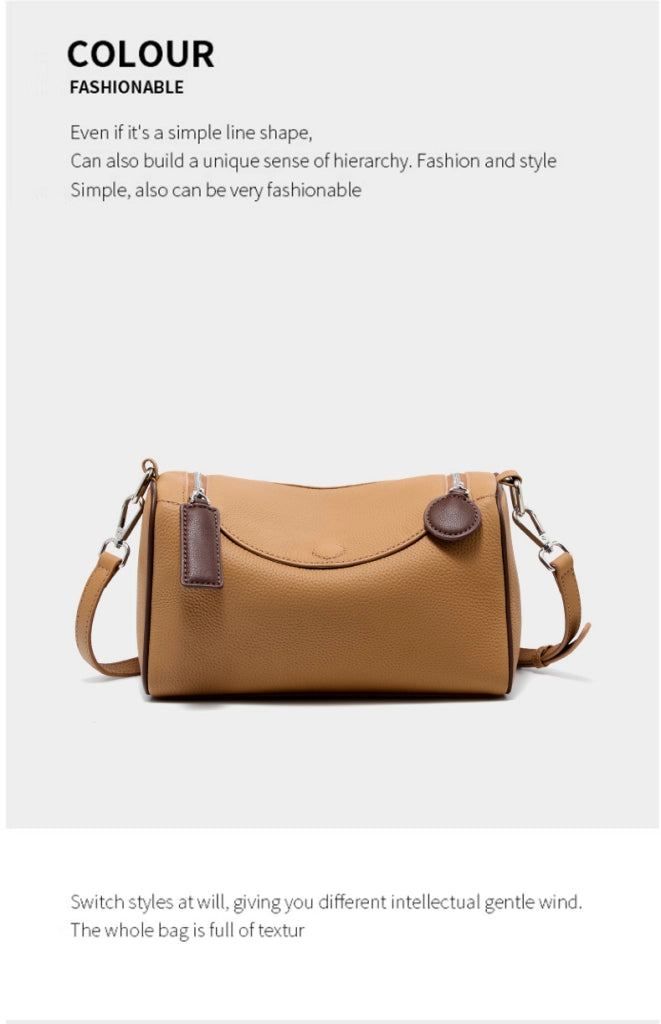 Borsa a tracolla da donna in vera pelle, marrone.