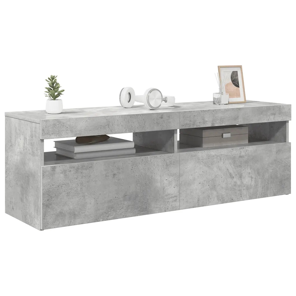 Mobile Porta TV con Luci LED Grigio Cemento 120x35x40 cm 804377