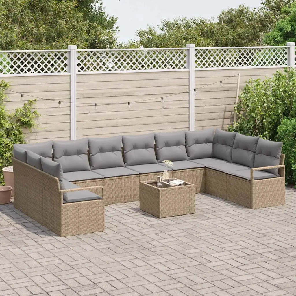 Set Divano da Giardino 11 pcs Beige e Grigio Chiaro polyrattan 3355239