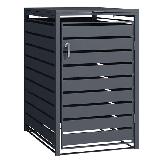 Copri bidone della spazzatura con coperchio ribaltabile per un contenitore 60-240l, acciaio antracite, copribidone da esterno