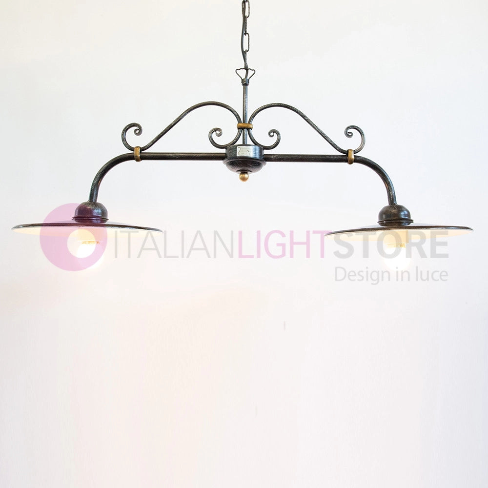 PIATTO Lampadario Bilanciere a 2 luci in Ferro Smaltato Nero/Bianco