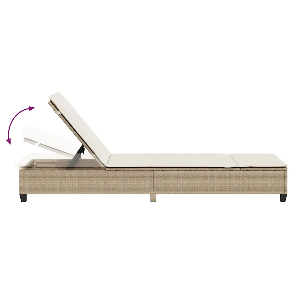 Lettino Prendisole con Cuscini Beige 55x200x25,5cm Polyrattan 4104097