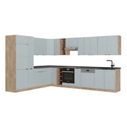 Cucina angolare completa Fame-Line Blu-grigio chiaro/Rovere dorato 347 x 60 cm, PL Antracite Vicco