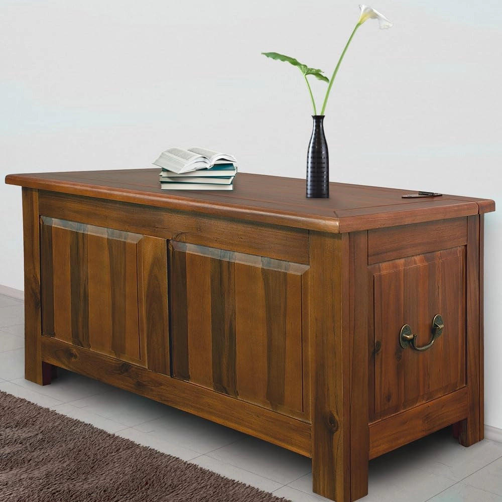 Deuba Cassapanca in Legno 85x44x48cm Vano Contenitore e Coperchio Baule Salvaspazio Pistone a Gas
