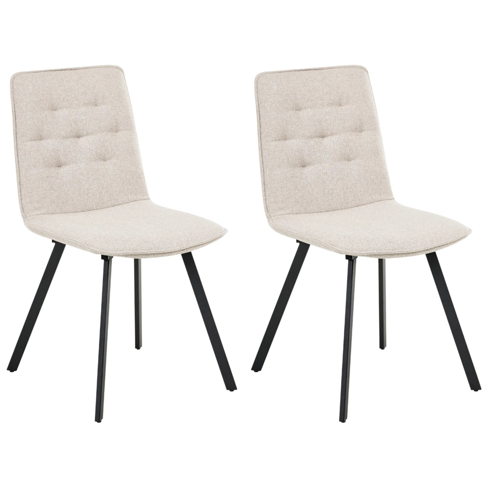 Set di 2 sedie da pranzo senza braccioli facile da pulire Beige chiaro design scandinavo