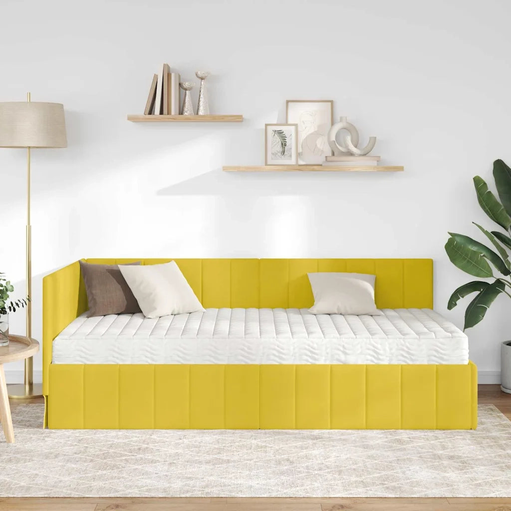 Struttura Letto Angolare con Materasso 2 pz-Giroletto con materasso Giallo Velluto 874456