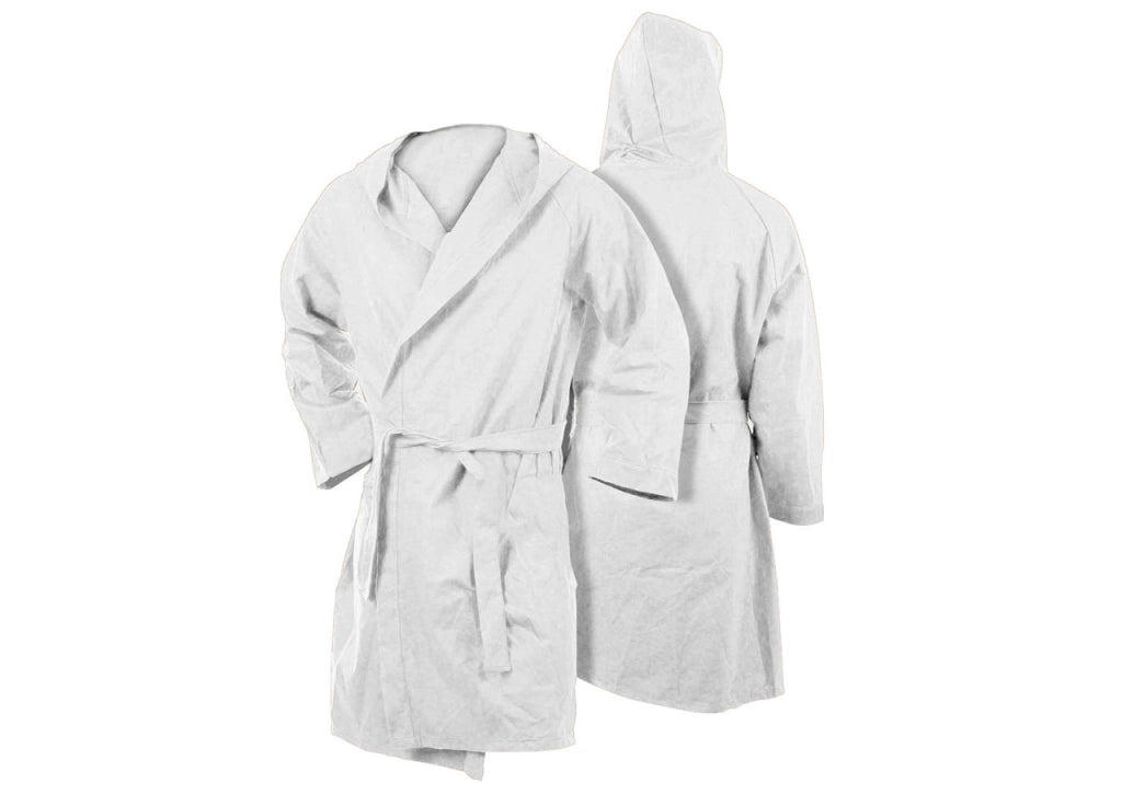 Accappatoio Con Cappuccio In Microfibra Taglia Adulto Unisex In Tinta Unita - XL - Bianco