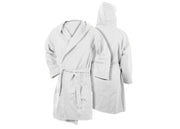Accappatoio Con Cappuccio In Microfibra Taglia Adulto Unisex In Tinta Unita - XL - Bianco