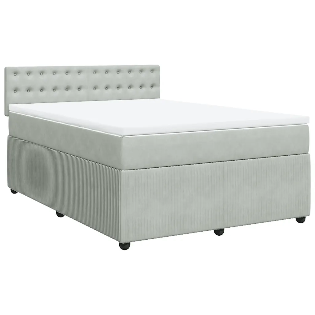 Giroletto a Molle con Materasso Grigio Chiaro 160x200cm Velluto