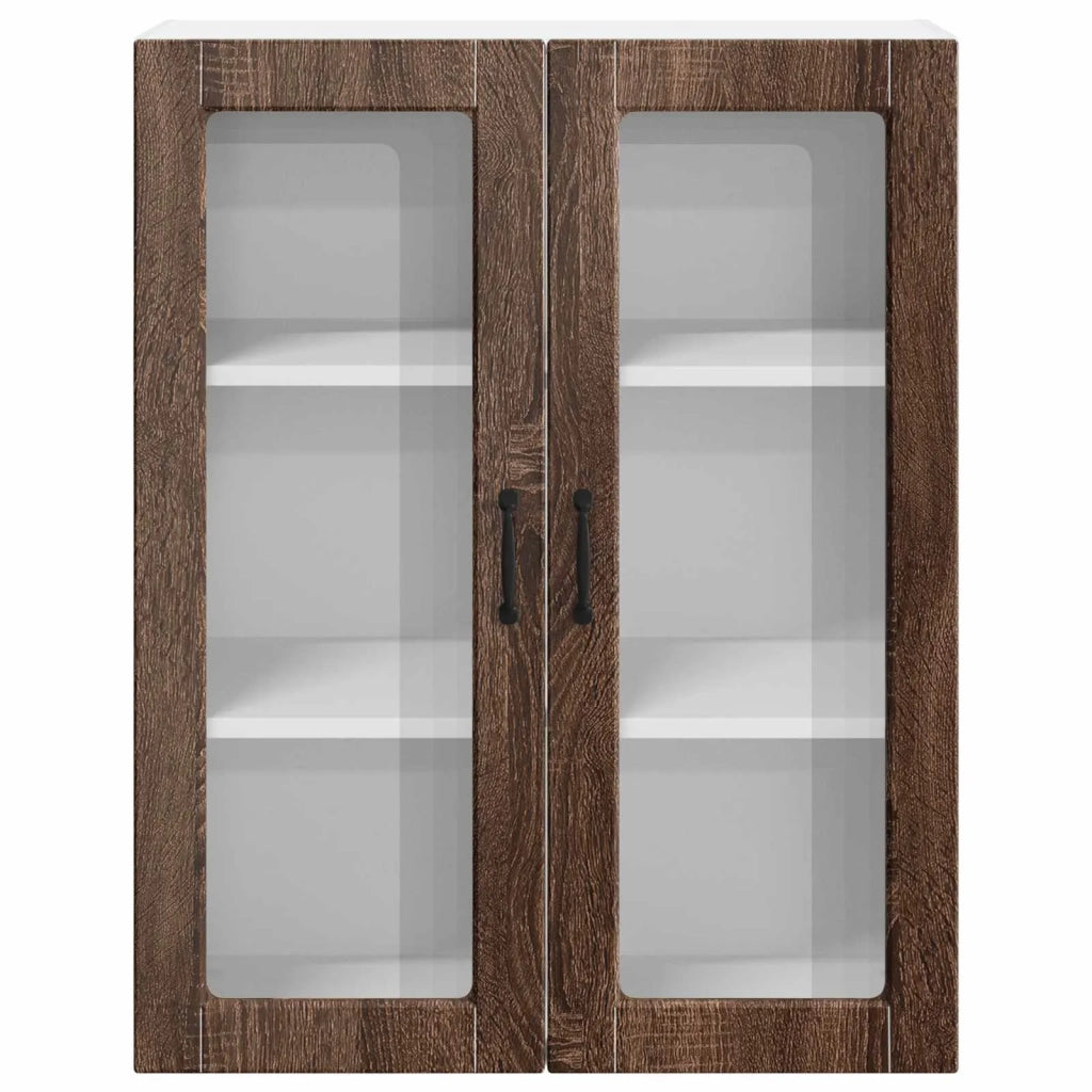 Pensile da cucina | Mobile in vetro da parete LUCCA Rovere Marrone 80 x 31 x 100 cm