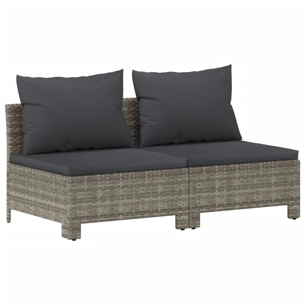 Set di mobili da giardino mobili da esterno 7 pezzi con cuscini resina intrecciata grigia 02_0017210
