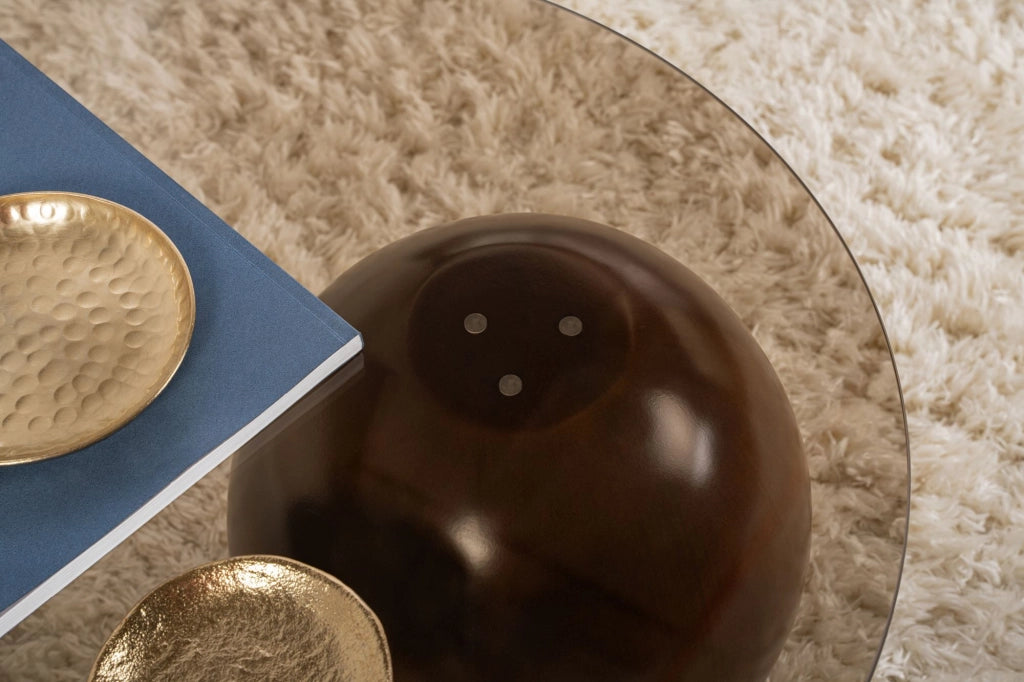 Tavolino in vetro "Sphere" - 120 x 70 x 30 cm - Marrone