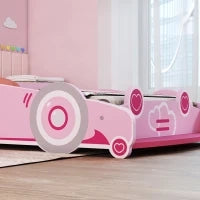 Letto per Bambini da 3-5 Anni a Forma di Macchina con Sponde Rialzate di Sicurezza, 140x70 cm, Rosa