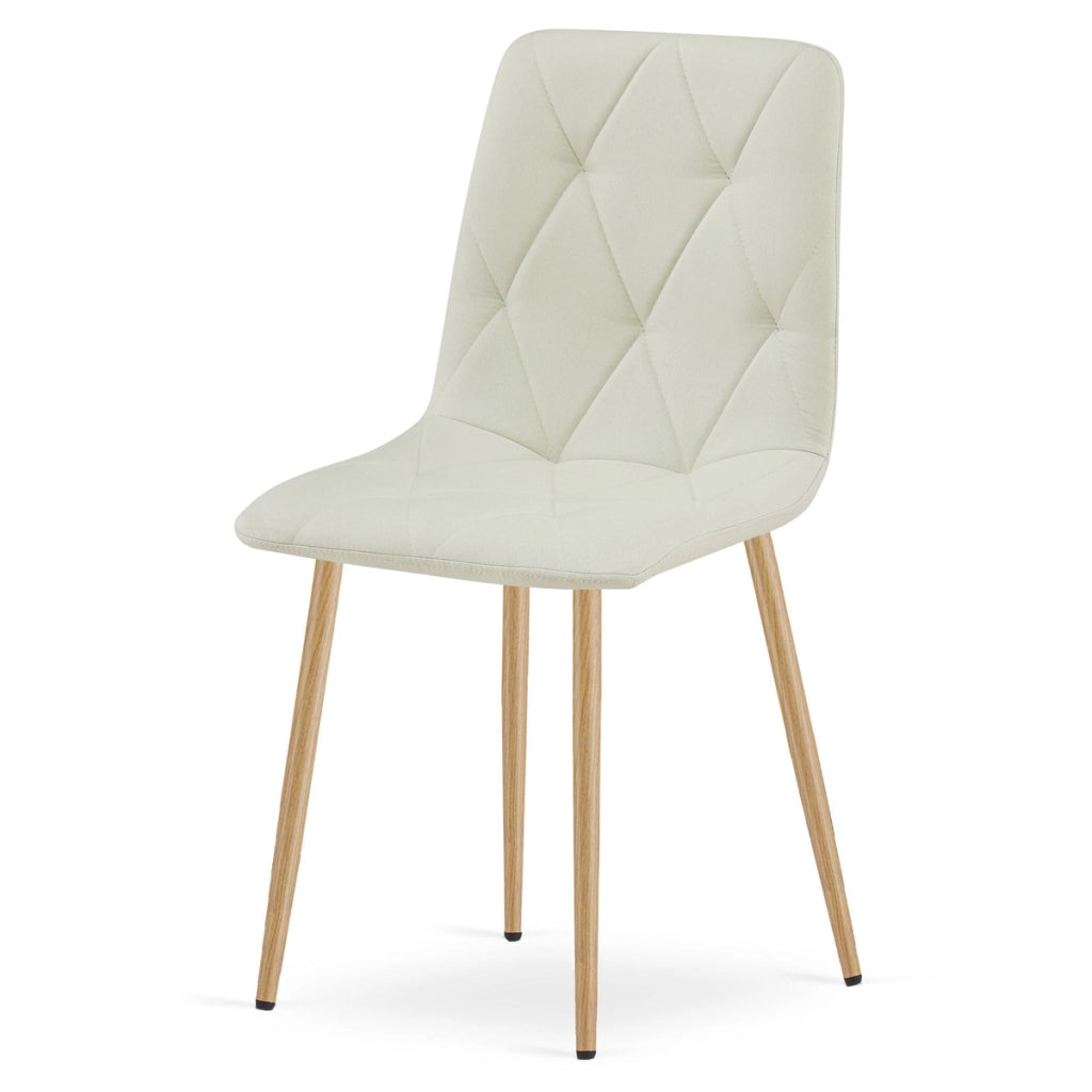 Sedia Libra beige in tessuto con gambe effetto legno