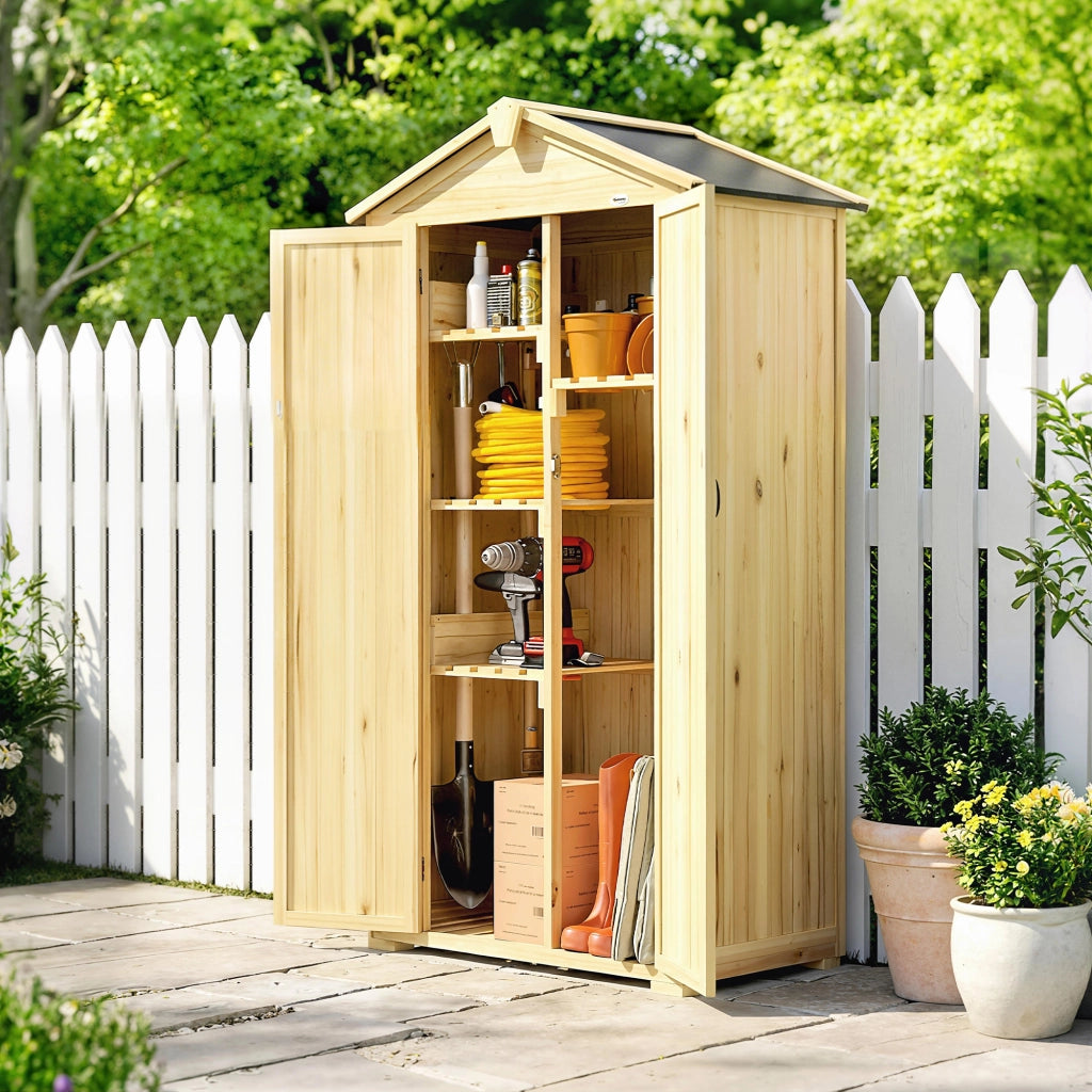 Armadio da Giardino ¨C zephmum ¨C Legno di Abete, 93x53x168 cm, Color Legno