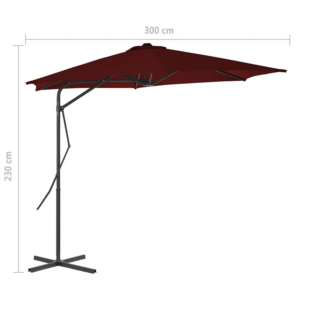 Ombrello | Parasolne con Palo in Acciaio Rosso Bord¨° 300x230 cm