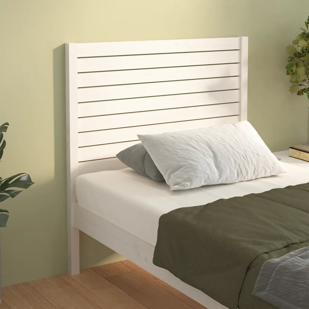 Testiera per Letto Bianca 96x4x100 cm in Legno Massello di Pino 819001