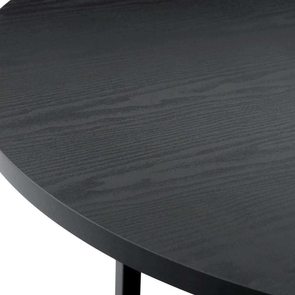 Tavolo da pranzo rotondo Ø100 cm nero con ripiano, MDF e metallo