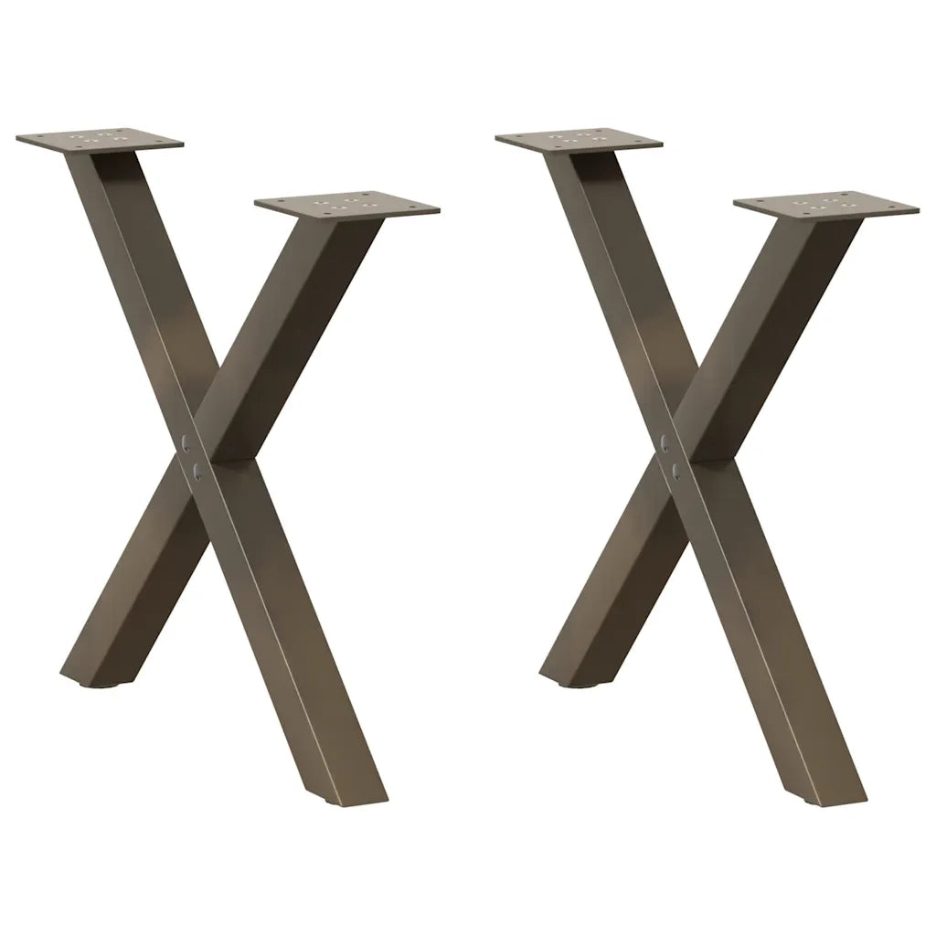 Gambe per Tavolino da CaffÃ¨ a Forma di X 2 pz Acciaio Naturale 50x(42-43) cm Acciaio