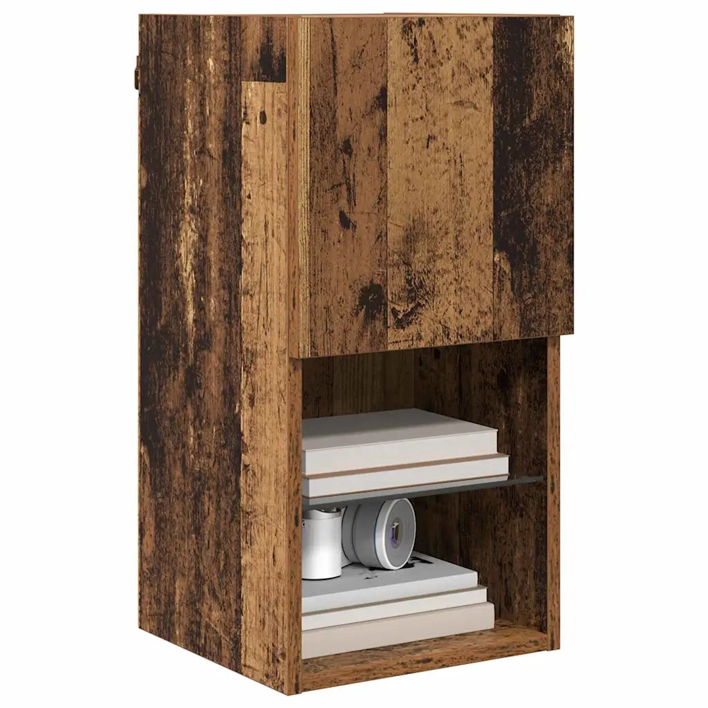 Mobile TV da Parete con LED Legno vecchio 30,5 x 30 x 60 cm