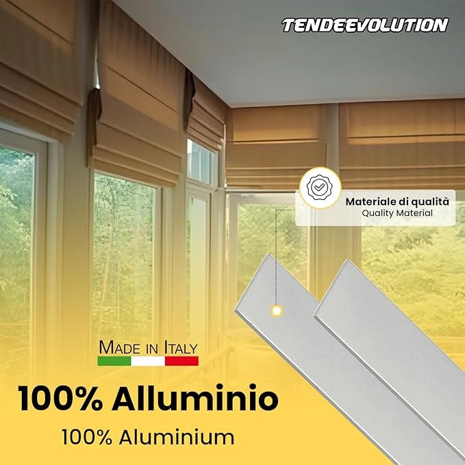 Peso Piatto in Alluminio Bianco per Tende - Lunghezza barra 60cm, 2cm Largo, 2mm Spessore - Profilo per Binari, Strip LED, Teloni PVC