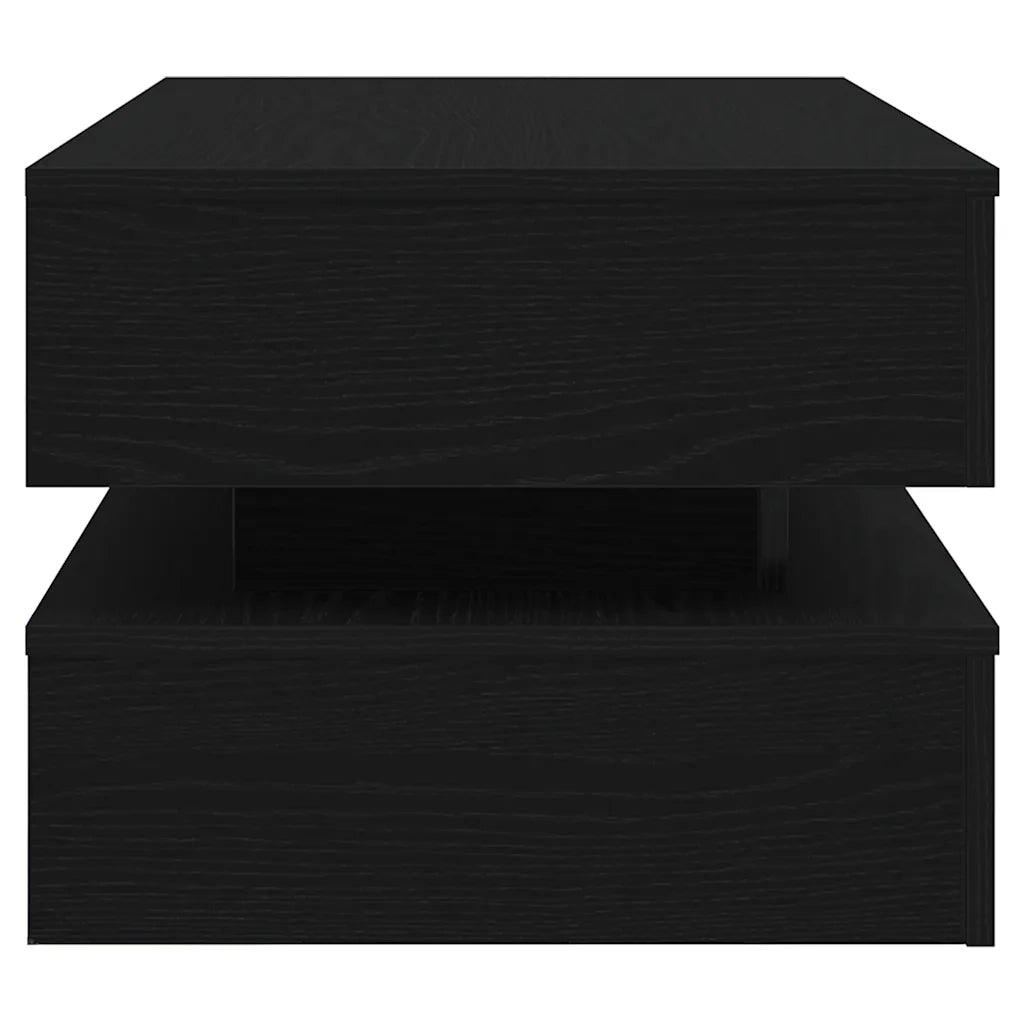 vidaXL Tavolino da Soggiorno con Luci LED Rovere Nero 90x50x40 cm