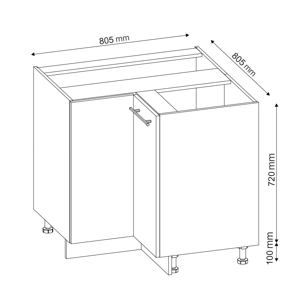Vicco Mobile ad angolo cucina Bianco lucido 80.5 cm senza piano di lavoro