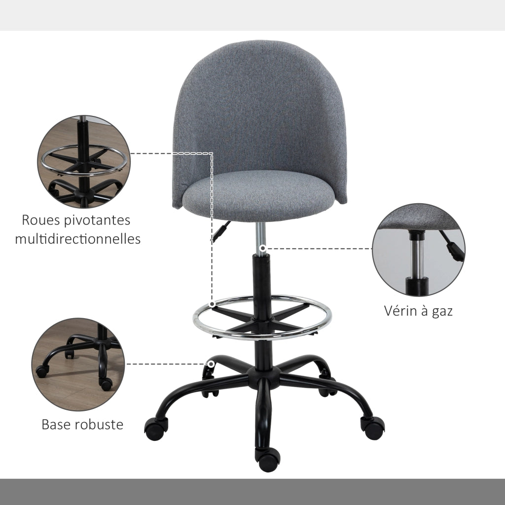 Sgabello da ufficio regolabile in altezza 105-125 cm ¨C Xylo ¨C grigio lino