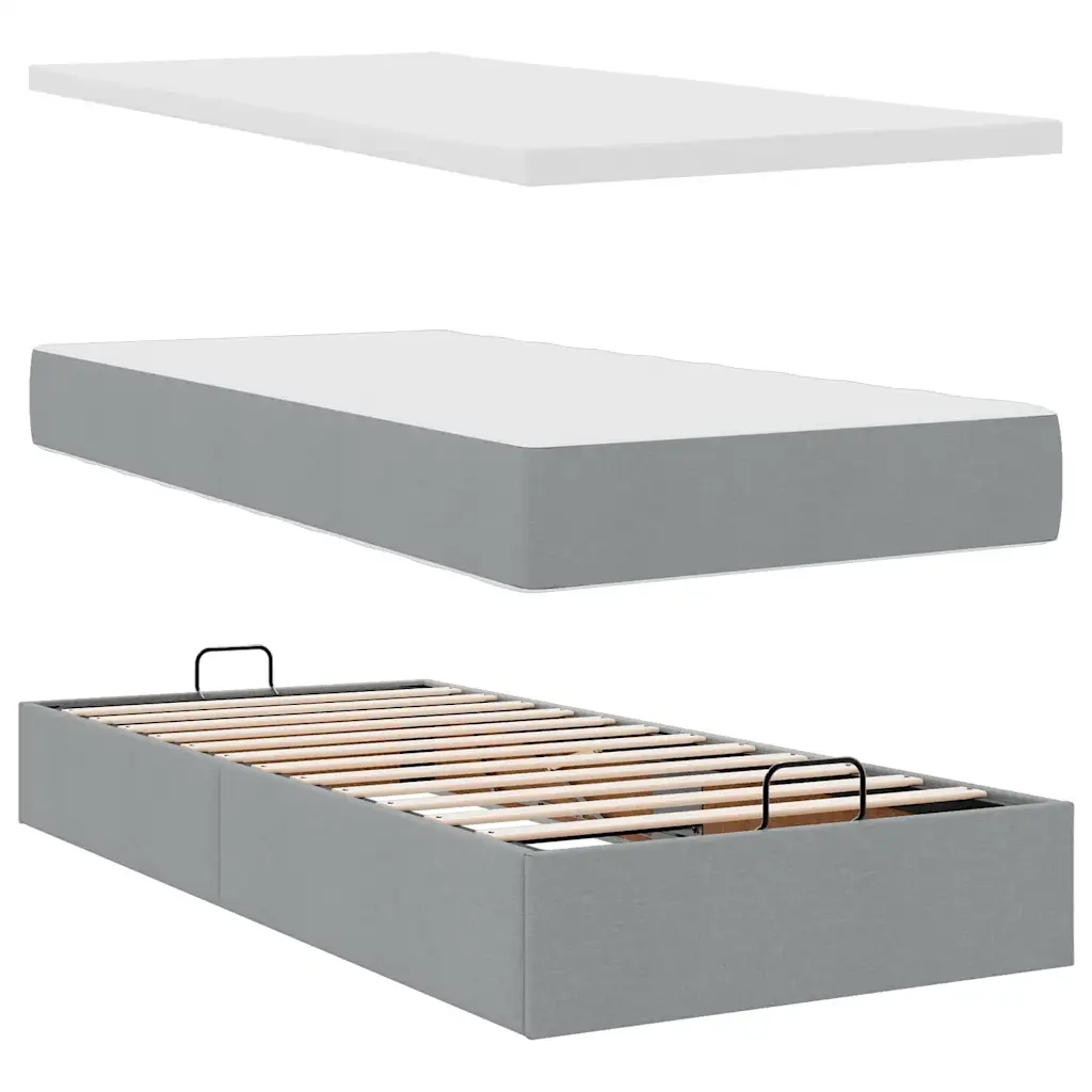 Struttura Letto Pouf con Materassi 200x200 cm in Tessuto 3312043